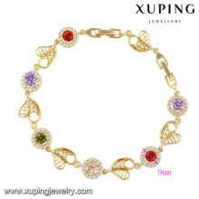 74261-Fashion Colorful CZ Diamond imitación joyería de la mujer pulsera en cobre ambiental